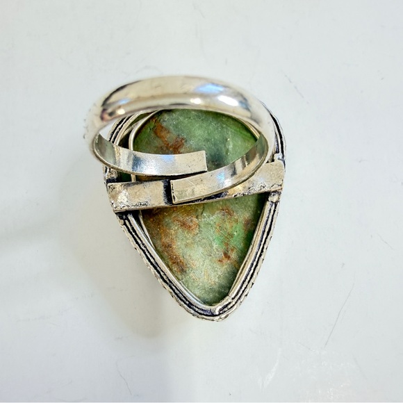 Impression Jasper silver overlay large gemstone ring 925 adjustable size 4-8 - Picture 6 of 8